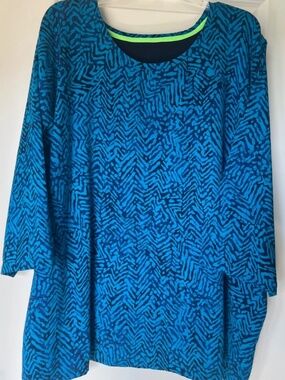 Catherines Blouse Top Plus Size 4X 30/32W All Over Print Pull Over 3/4 Sleeve